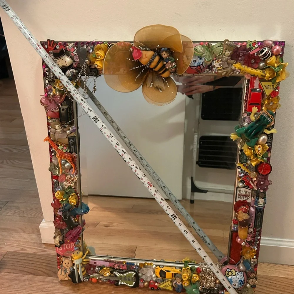 Purple and Yellow Ornate Mirror Wall Decor